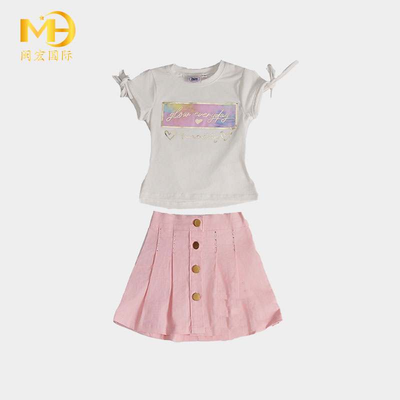 Girls' Knitted Top and Woven Pants Casual Set